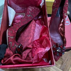 Dolce & Gabbana Red Lace Heels